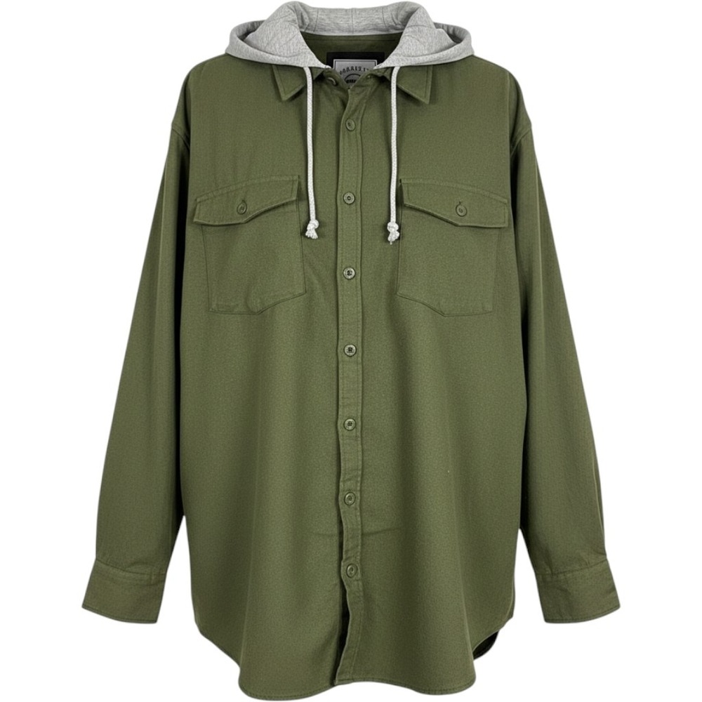 Gioberti Men's 2X Large Green Long Sleeve Button Up Shirt Hoodie Casual